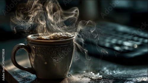 Wallpaper Mural Morning coffee steam on desk Torontodigital.ca