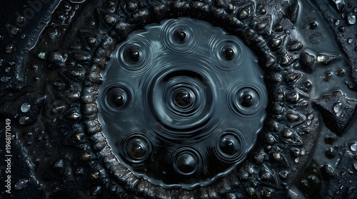 Wallpaper Mural Raindrop patterns on puddle surface Torontodigital.ca