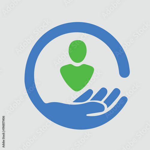 Human resources care support protection safety hands holding people outline vector icon graphic 
