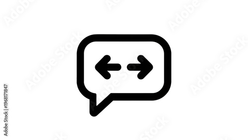 Tableau sur toile Sleek black speech bubble icon featuring bidirectional arrows pointing left and