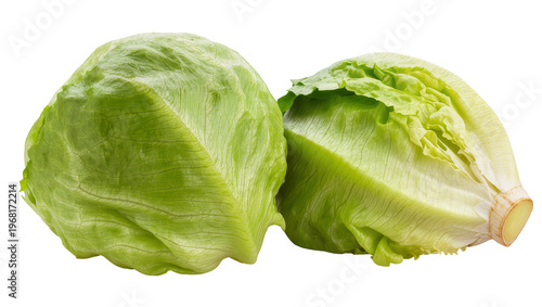 Photos Two crisp vibrant green iceberg lettuce heads showcasing ruffled leaves and tigh
