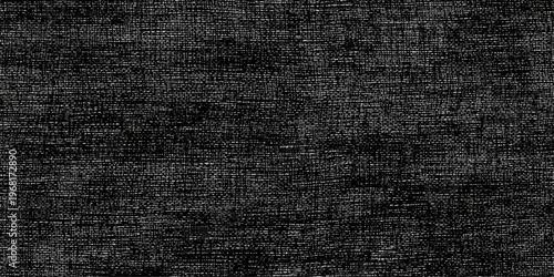A dark grunge wallpaper features an abstract binary code pattern on a rough gray textile surface with a vintage canvas material texture