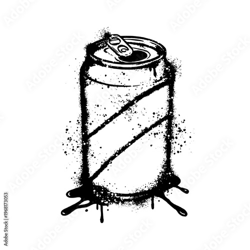 Urban Spray Paint Style Soda Can Vector Illustration With Paint Drips