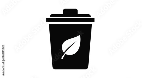 Eco friendly trash bin icon, organic waste disposal symbol