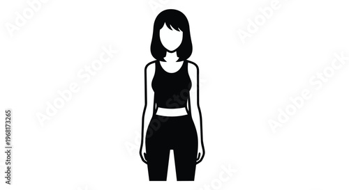 Vector illustration of a woman in fitness attire standing in a neutral pose