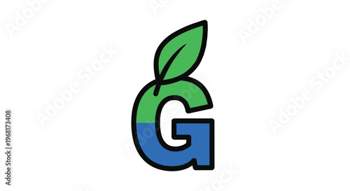 Letter g logo design with a green leaf element