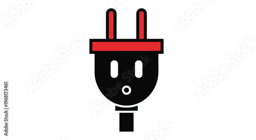 Electrical plug icon with a surprised face expression
