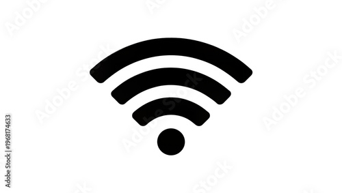 Fotografie Sleek black wifi signal icon with three concentric arcs emanating from a central