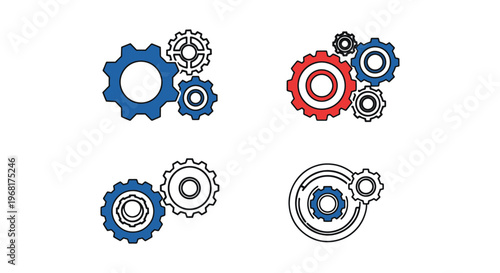 Gearbox Line art vector set simple abstract pattern