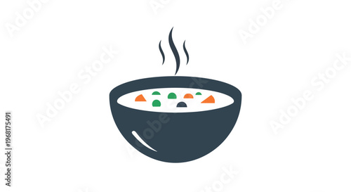 Steaming Bowl of Hearty Vegetable Soup.