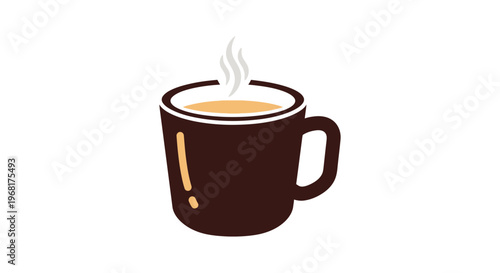 Steaming Hot Coffee Mug with Aroma Rising.