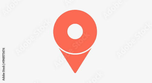 An orange pin icon on a light gray background, pointing down. Minimalist graphic