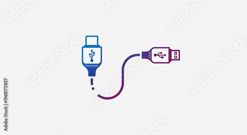 USB cable connection technology symbol illustration.