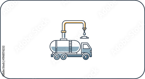 Water truck delivering liquid from pipe to ground.