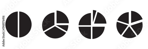 Minimal Pie Chart Icon Set Vector in Line and Flat Styles for Data Analysis, Statistics, Business Report and 
Infographic Design