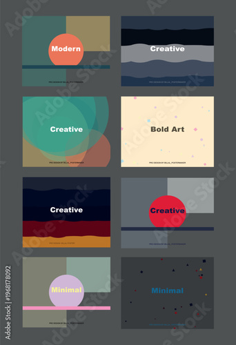 Contemporary geometric background templates with flat abstract elements