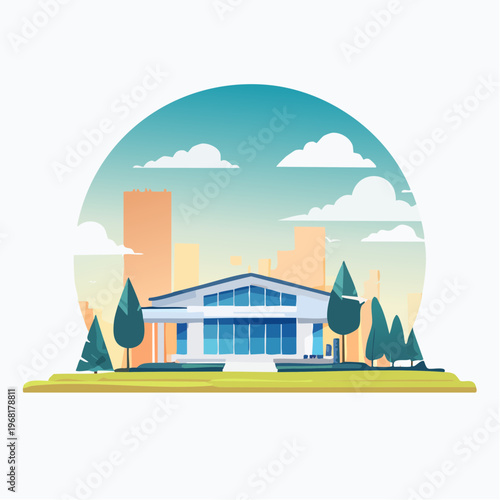 Illustration of Cityscape Building