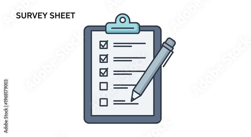 Survey Sheet with Checklist and Pen for Data Collection.