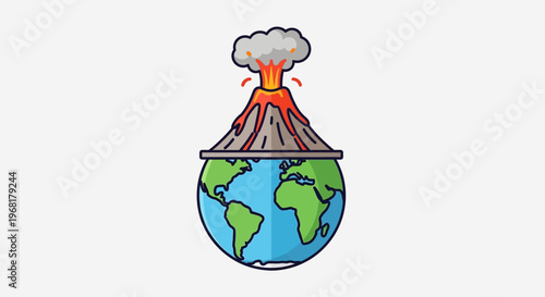 Volcano Erupting From Planet Earth Illustration.