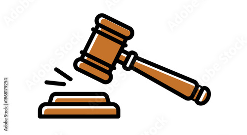 Wooden Gavel Striking Sound Block Symbolizing Justice.