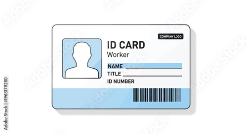 Worker Identification Card with Photo and Barcode.