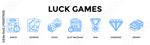 Luck Games Banner Web Icon Set Collection Pack Vector Illustration Concept For Highlight Fun Luck Driven Game Moments With Sparkling Rewards And Instant Wins