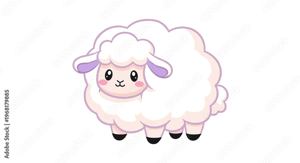 Obraz premium Cute cartoon sheep with fluffy wool.
