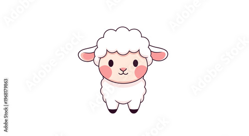 Cute cartoon sheep with rosy cheeks.