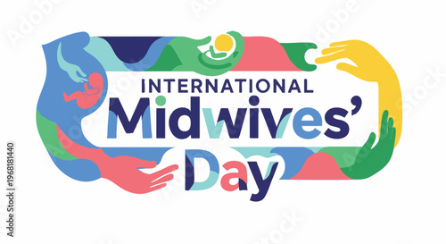 International Midwives Day logo in colorful abstract design for healthcare marketing