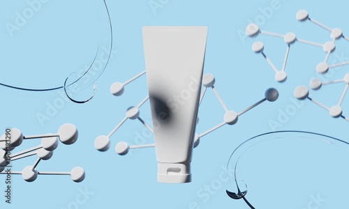 3d illustraion of cosmetic skincare beauty spa cream mockup, medical healthcare treatment, fashion of makeup, bottle tube of packaging