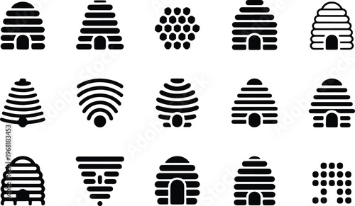 Beehive Silhouette Icon Collection Set