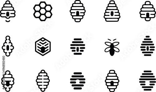 Beehive Silhouette Icon Collection Set