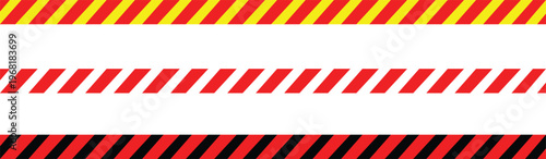 Vector illustration of a business barcode set featuring a yellow and black caution tape pattern with red danger warning stripes on a construction sign design