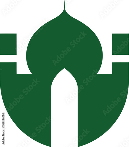 Abstract Green Mosque Silhouette Icon - Islamic Architectural Symbol
