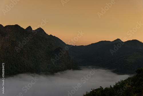 Sunrise in the morning, sunrise with mountains.