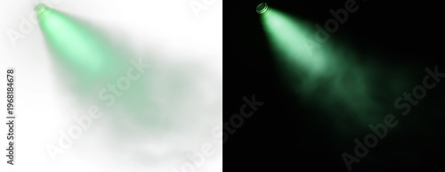 Photos green spotlight beam with realistic volumetric haze and soft light projection pn