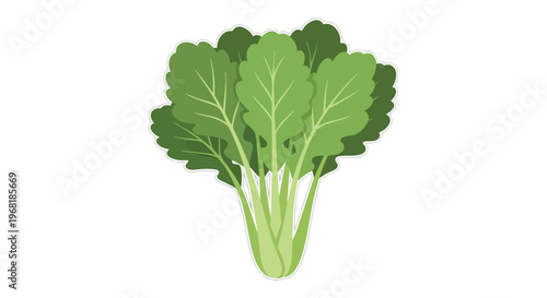 Freshly harvested vibrant green leafy vegetables arranged vertically against a pure white background an ideal illustration showcasing healthy