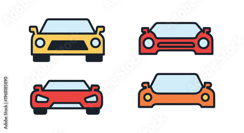Car Frame Line art vector set abstract minimal colorful