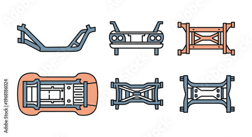 Car Frame Line art vector set abstract simple illustration