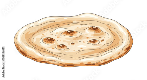 Deliciously illustrated traditional flatbread offering a culinary journey through authentic global flavors perfect for diverse design projects and