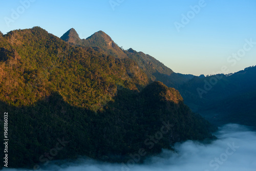 Sunrise in the morning, sunrise with mountains.
