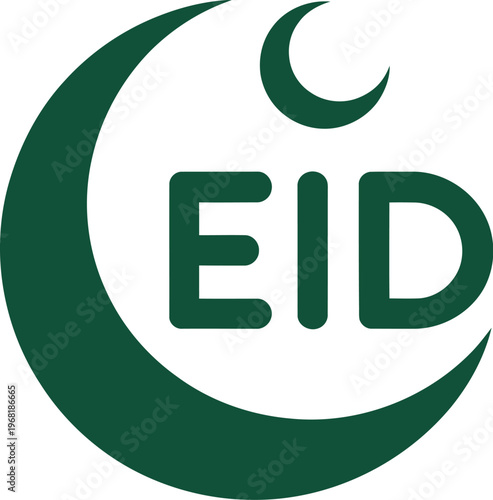 Festive Islamic celebration icon with elegant crescent moon symbolism