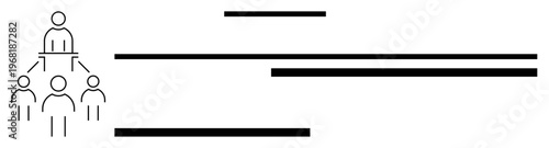 Organizational structure, leadership roles, team collaboration, workflow management, corporate strategy, business planning. Diagram showing a leader at the top connected to team members