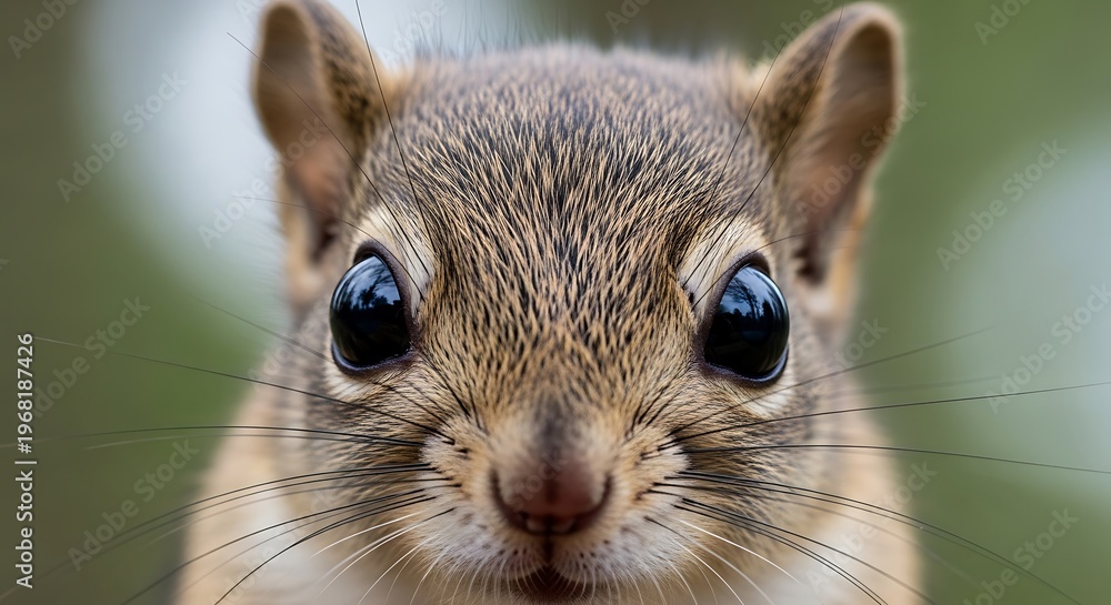 Fototapeta premium Close-Up Portrait of a Curious Squirrel with Bright Eyes in Nature.