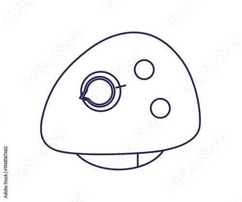 Coffee table with cups on top, outline contour drawing for interior design. Little small coffeetable, furniture, above view, for floor plan. Line vector illustration isolated on white background