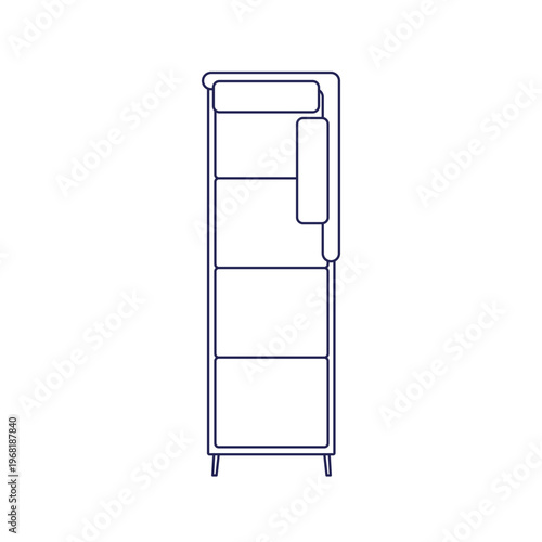 Straight sofa, living room furniture, outline contour drawing. Long couch design with cushion, legs, top down view for interior floor plan. Flat graphic vector illustration isolated on white