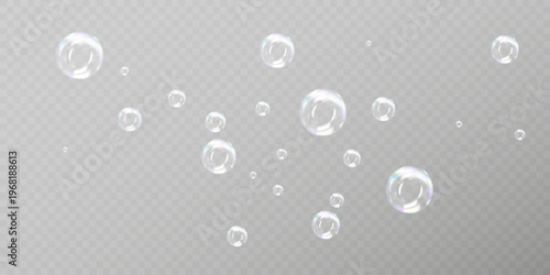 Realistic Soap Bubble Set PNG on Transparent Background