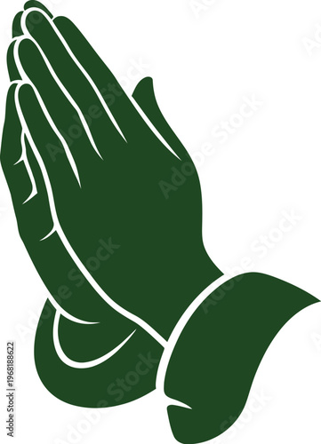 Graphic vector drawing of praying hands, symbolizing spiritual devotion