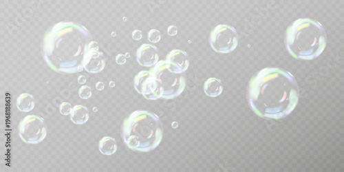 Glossy Realistic Soap Bubbles PNG Overlay