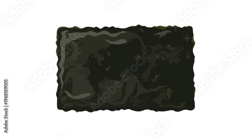 High-quality vector illustration of a dark green dried seaweed sheet, perfectly isolated on a clean white background, showcasing its distinct